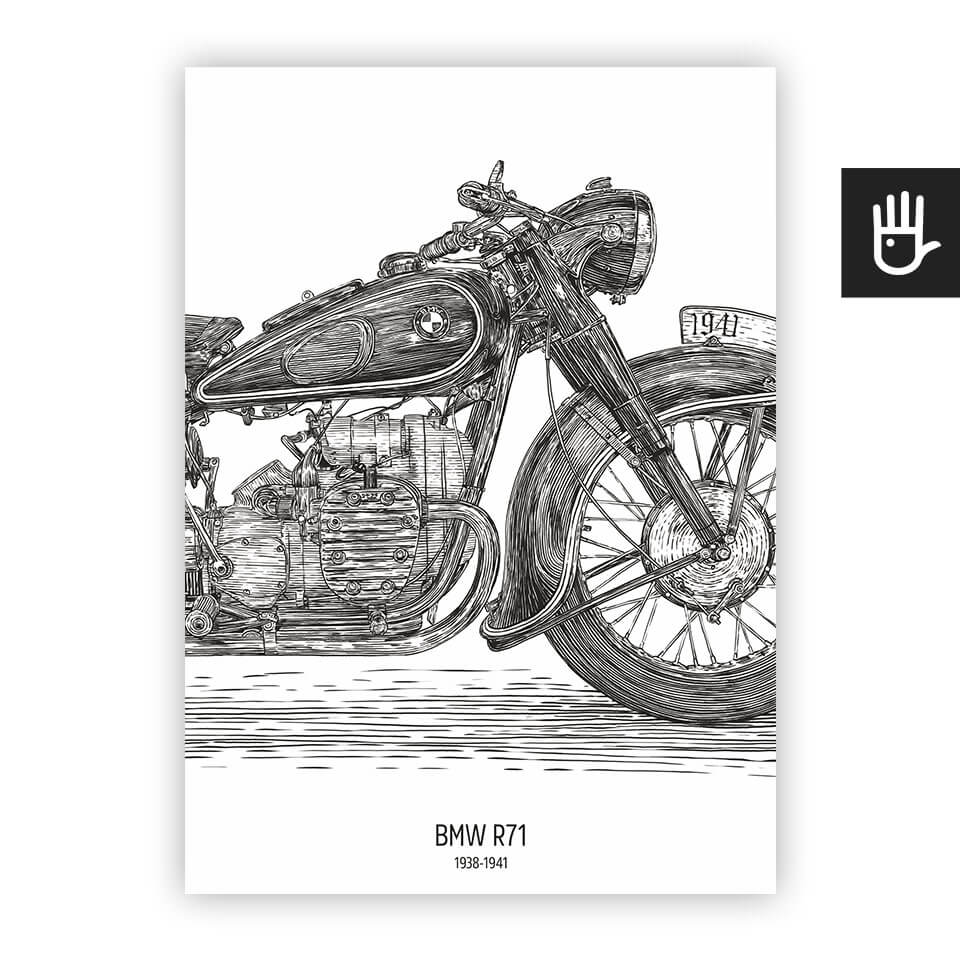 poster Plakat bmw r-71 bialy