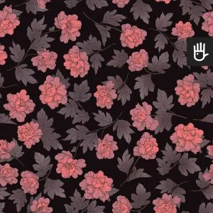 wzór tapeta piwonie w stylu orientalnym na czarnym tle