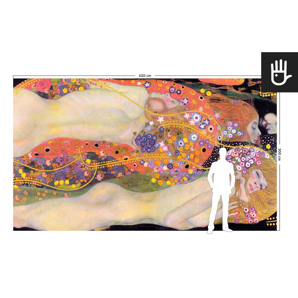 Wizualizacja skali fototapety ściennej Klimt w porównaniu do postaci dorosłego człowieka