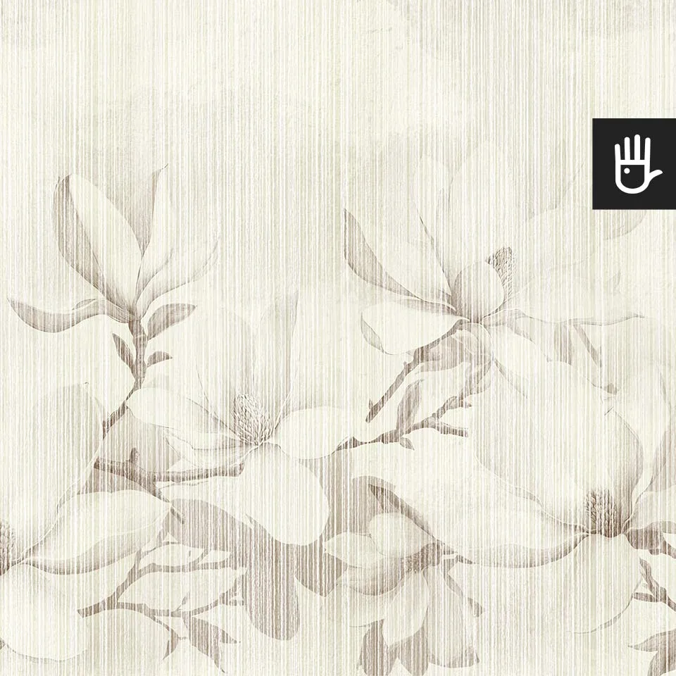 Fototapeta Magnolie z dużymi kwiatami magnolii w odcieniach beżu ze strukturą