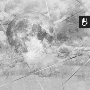 Fototapeta luna przedstawiająca księżyc przesłonięty chmurami w szarości