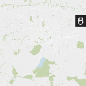 Fototapeta mapa lublina ulice w kolorze z zaznaczonymi ulicami, terenami zielonymi i zbiornikami wodnymi