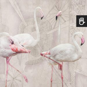 Fototapeta Flamingi ze stojącymi flamingami na abstrakcyjnym tle