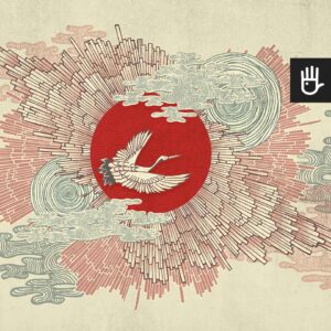 Fototapeta Japońskie słońce z białym żurawiem