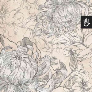 Fototapeta Kwiaty Hestii w odcieniach beżu z czarnymi obrysami kwiatów