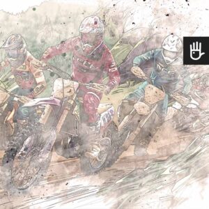 Fototapeta beżowy wyścig crossowy z efektem kurzu i błota
