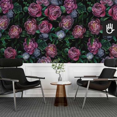 tapeta-malowane-kwiaty-fotele